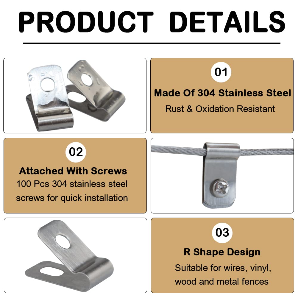 12-16 gauge wire clips mounted securely to a post