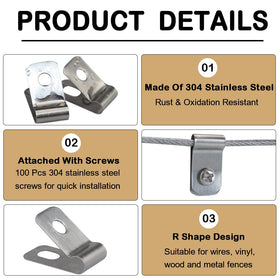 12-16 gauge wire clips mounted securely to a post