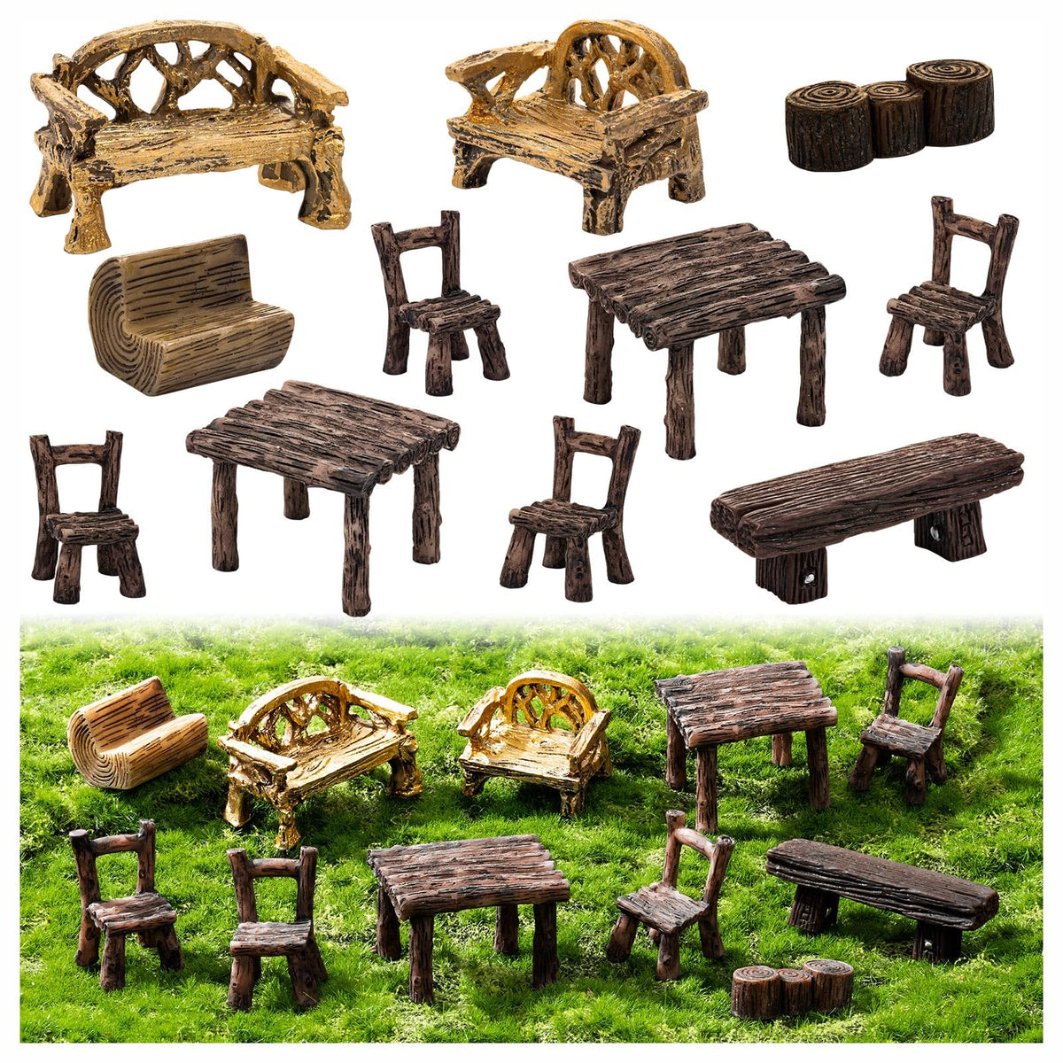 LSGYPAQ fairy garden furniture set for dollhouses, adds realistic charm to tiny landscapes.