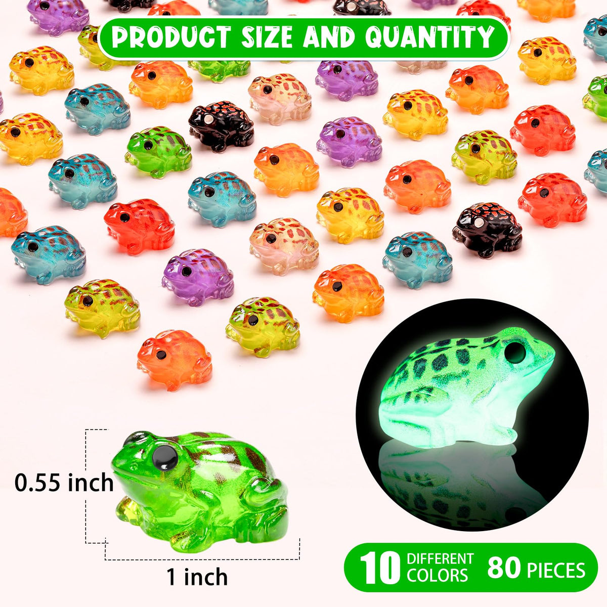 LSGYPAQ glow-in-the-dark frogs illuminate fairy gardens at night.