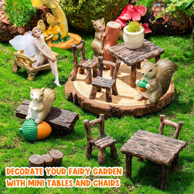 LSGYPAQ miniature patio table set for fairy villages and plant displays.
