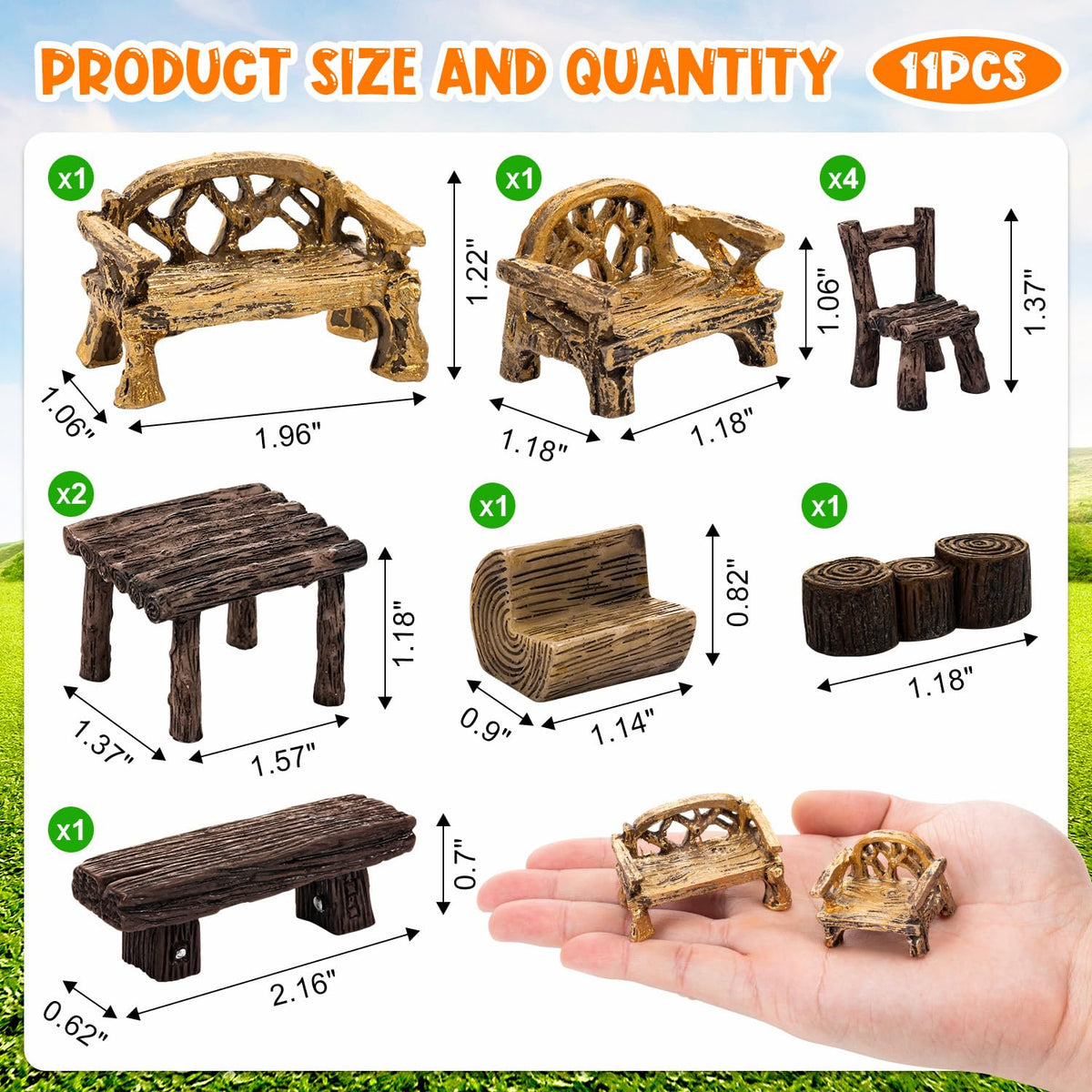 LSGYPAQ miniature table and chairs for fairy gardens and micro scenes.