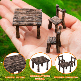 LSGYPAQ resin dollhouse bench with wood-like finish for charming displays.