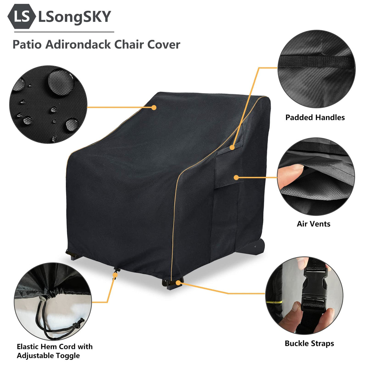 LSongSKY attachment straps secure cover over legs for strong outdoors.