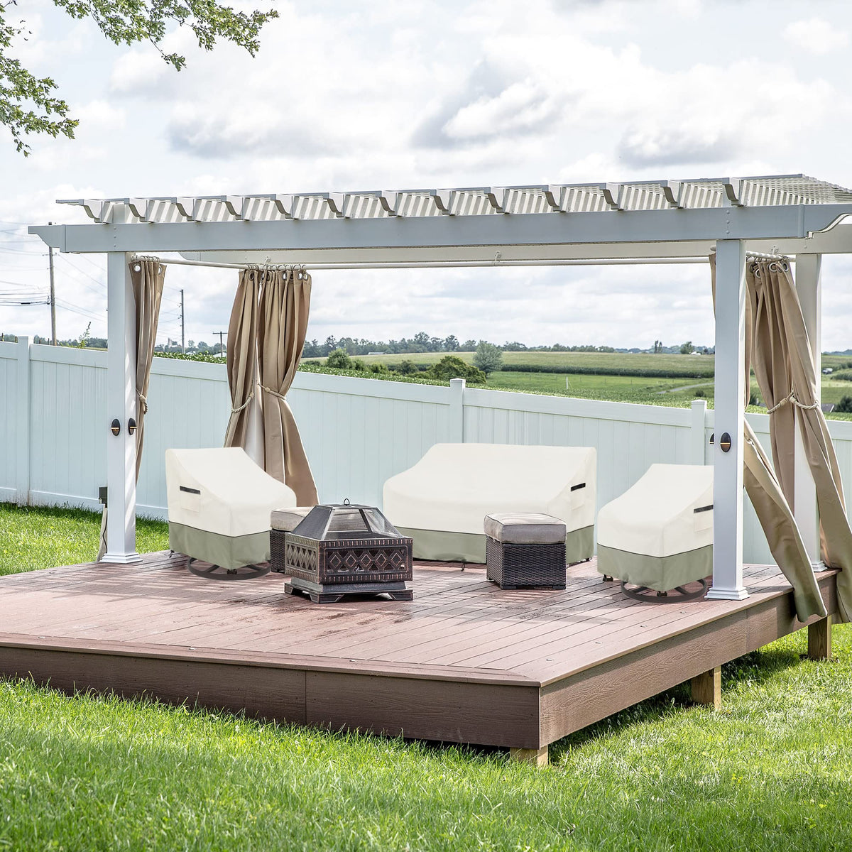 LSongSKY beige and gray-green tone complements outdoor furniture