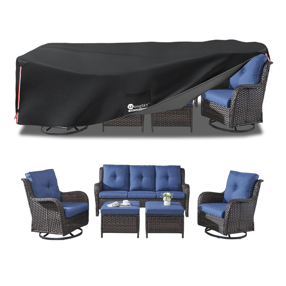 LSongSKY outdoor furniture cover on a large 111L x 74W x 28H set protecting from rain
