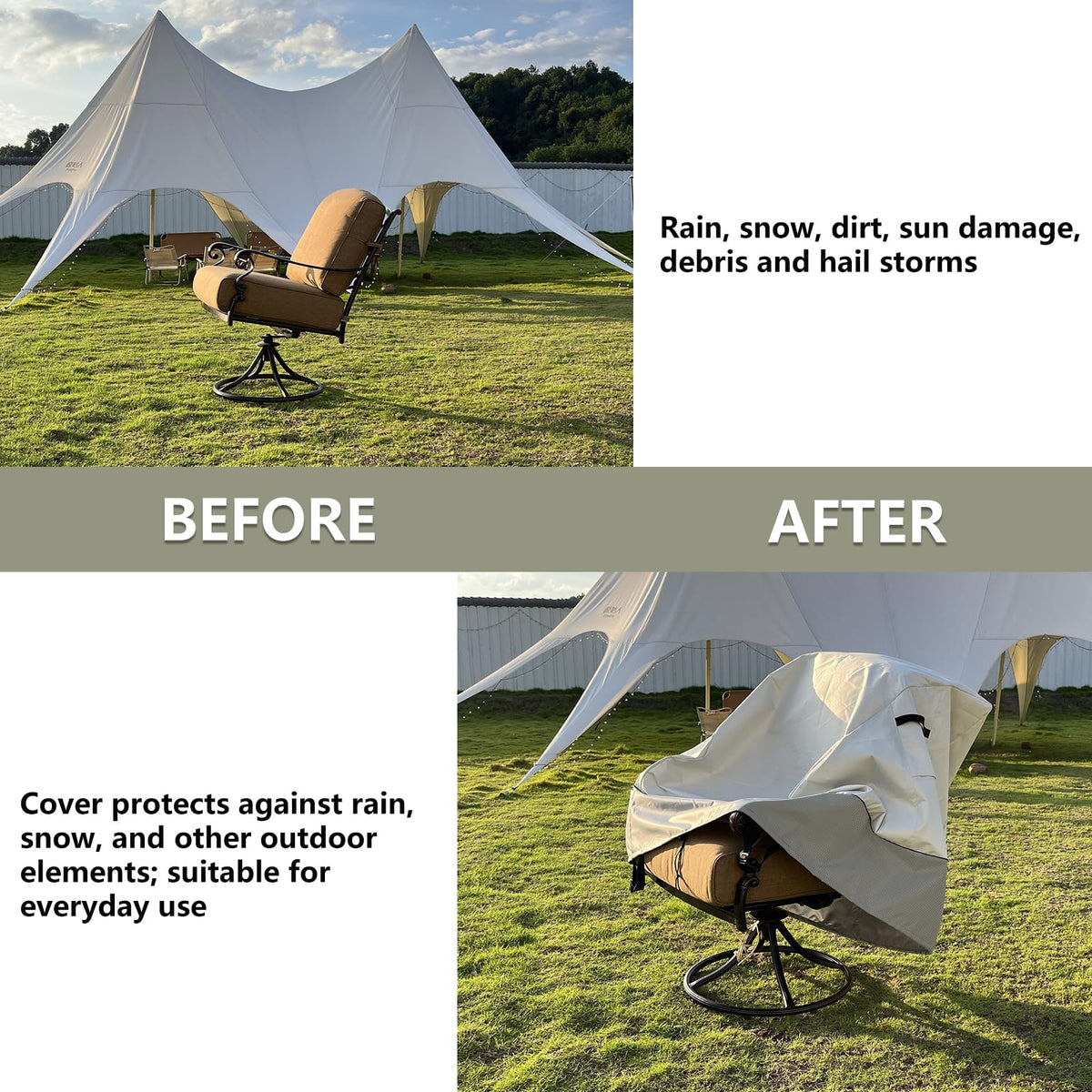 LSongSKY bottom-strap attachment keeps cover secure during strong gusts.
