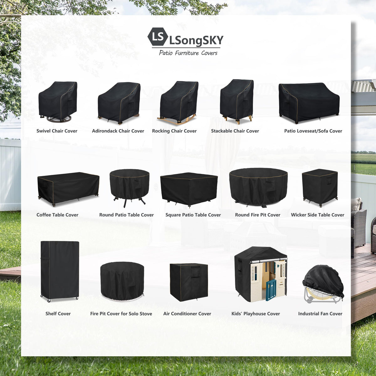 LSongSKY waterproof-heavy-duty-oxford-fabric guards against rain and fading.