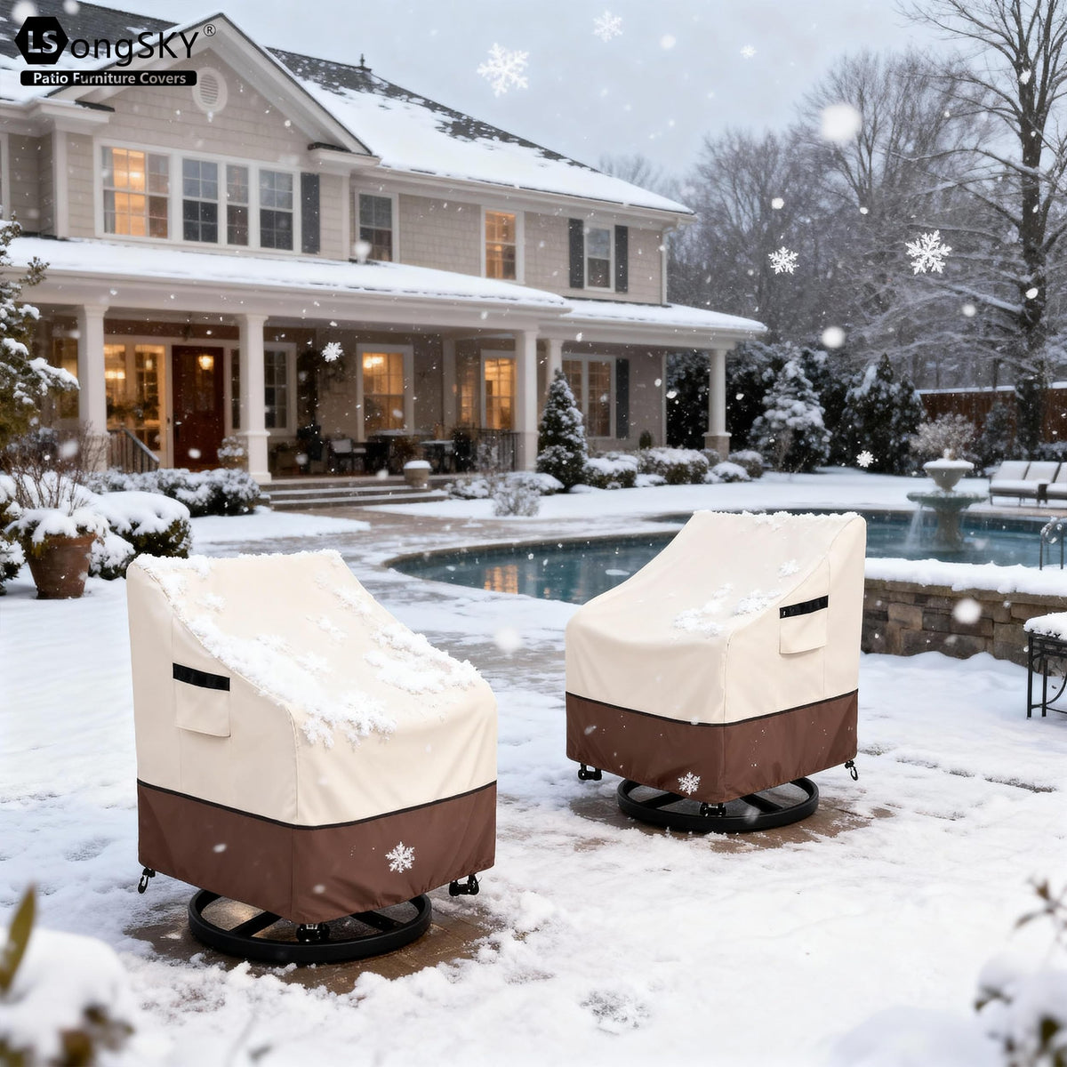 LSongSKY waterproof fabric keeps chairs dry during rain and snow