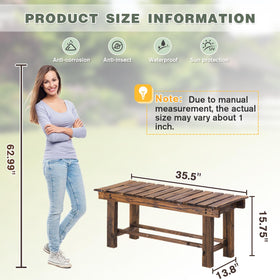 LSPYYDS outdoor bench front view highlights long-lasting anti-corrosion wood for patios.