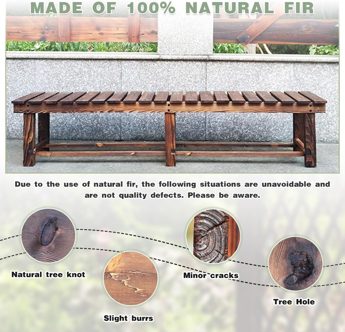 LSPYYDS weatherproof bench in sun and shade illustrates outdoor all-season use.