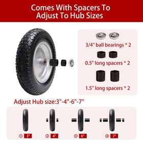 LTNICER flat-free PU tire image emphasizes inflation-free reliability on uneven ground