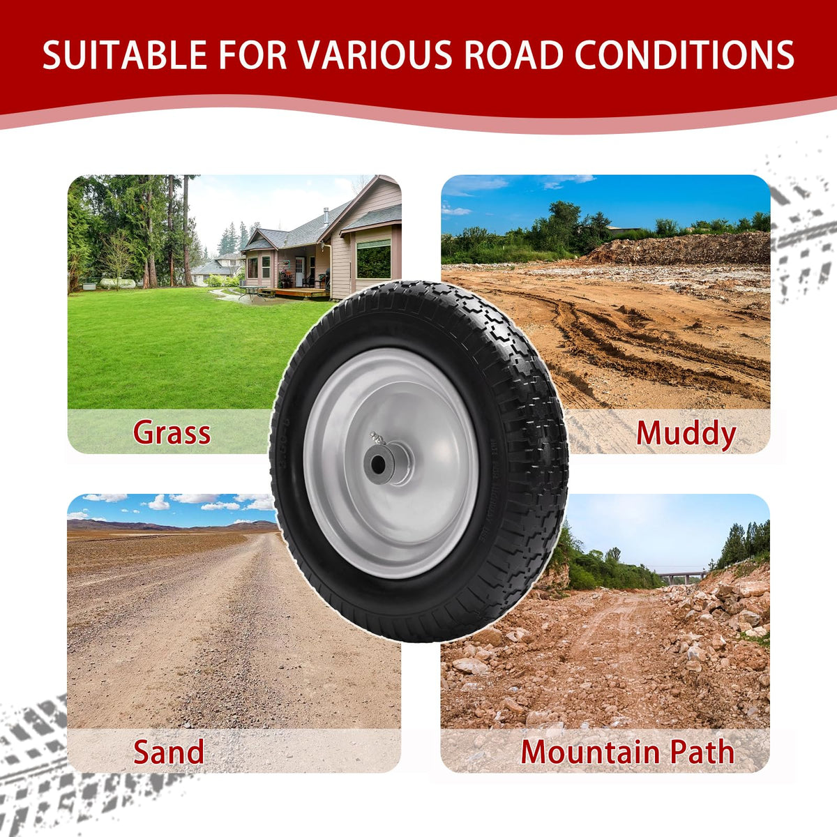LTNICER reinforced wheel with hub and rim shows long-term service for garden tasks