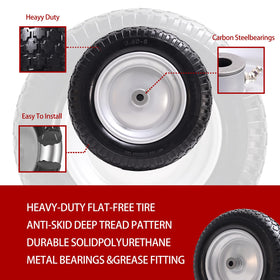LTNICER wheelbarrow tire hub-centered view shows precision 3 hub and bearings