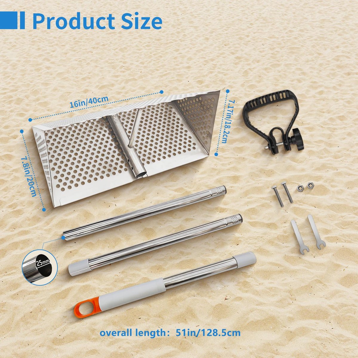 LTSEAME Sand Flea Rake with auxiliary handle for easier digging