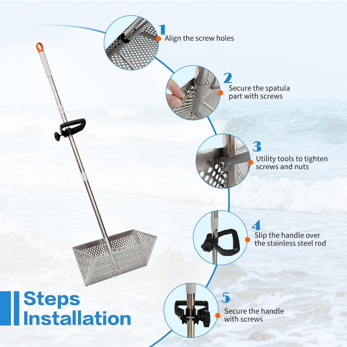 LTSEAME Sand Flea Rake three-section storage for compact packing