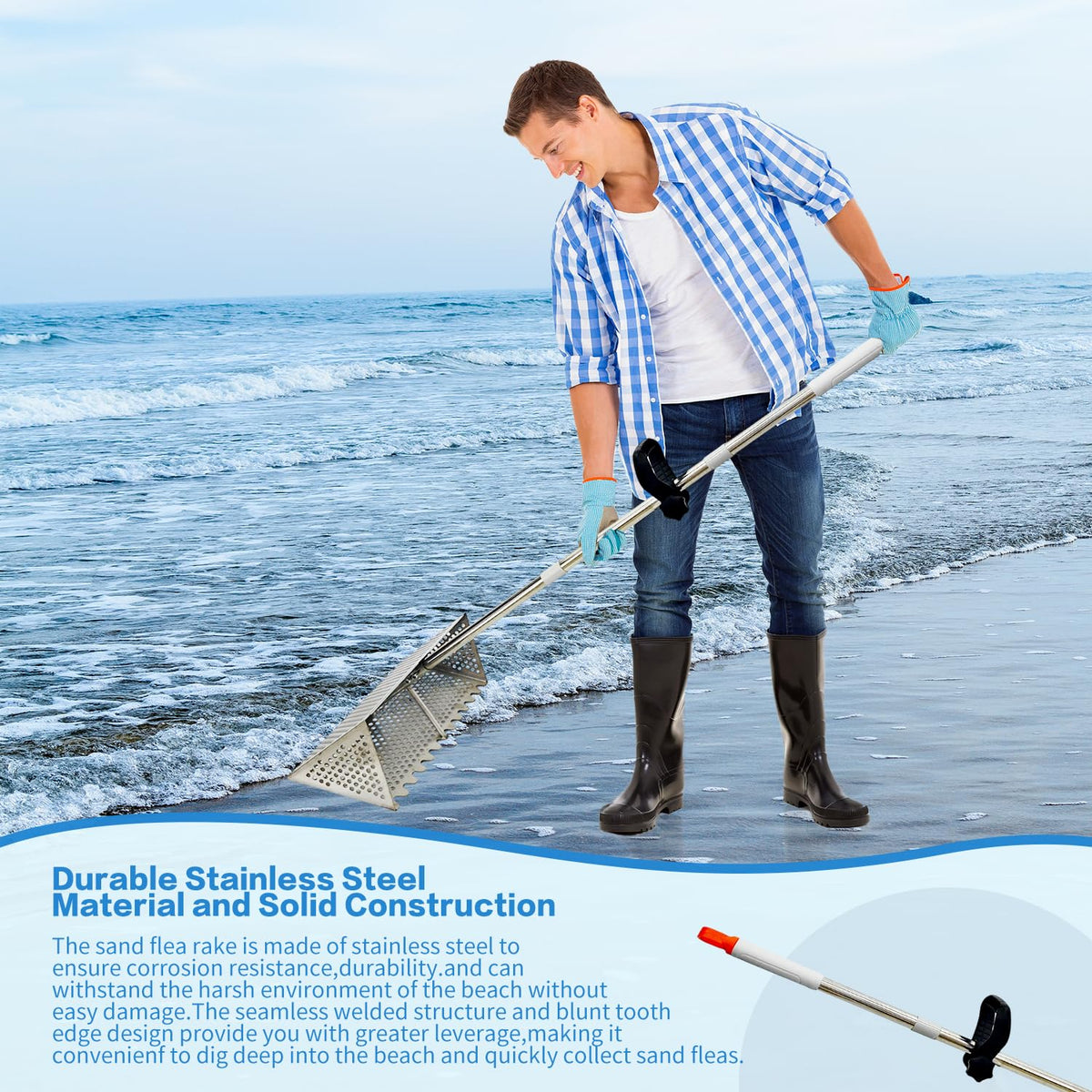 LTSEAME Sand Flea Rake ideal for collecting sand fleas and shark teeth