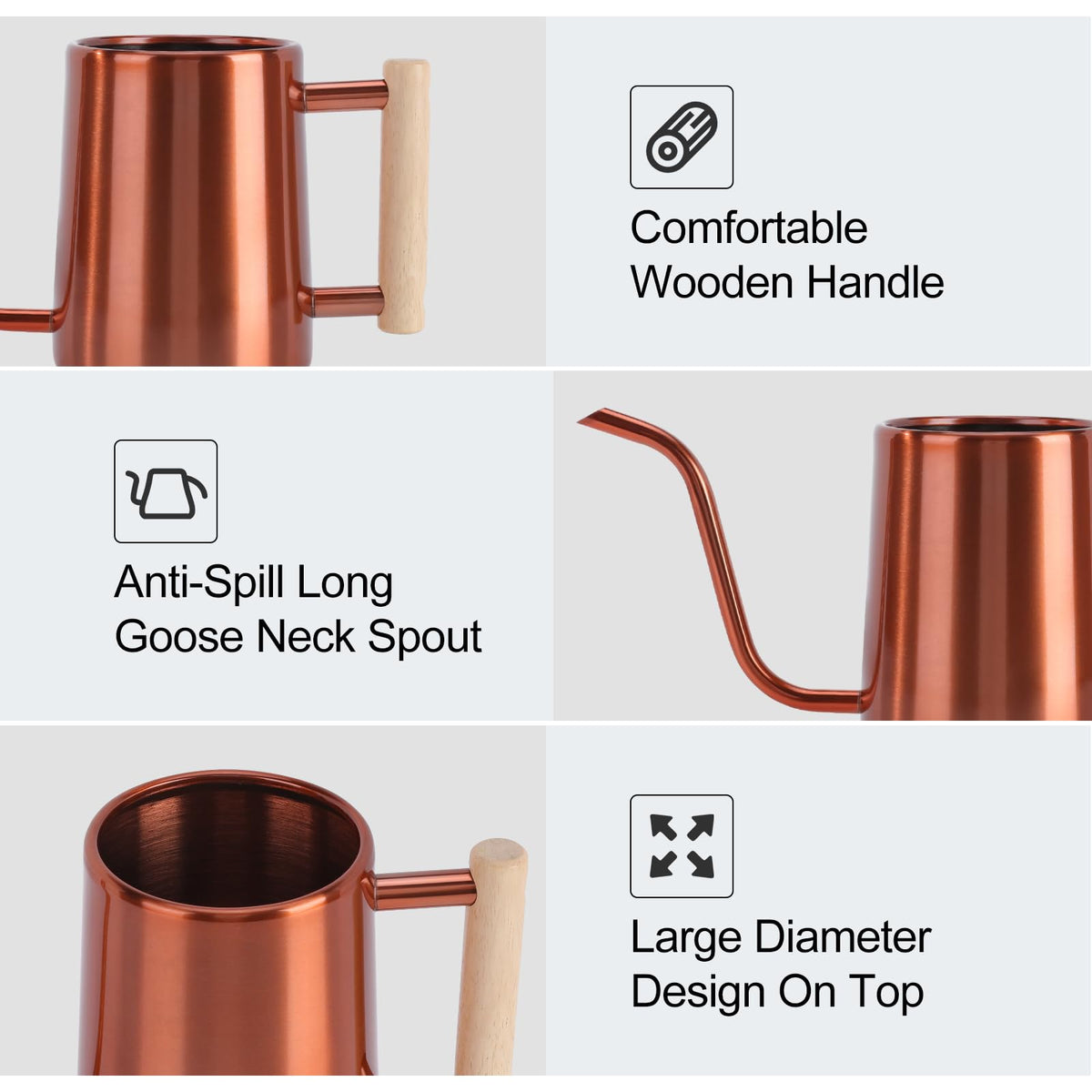 LTSUMI durable stainless steel watering can resists rust and scratches