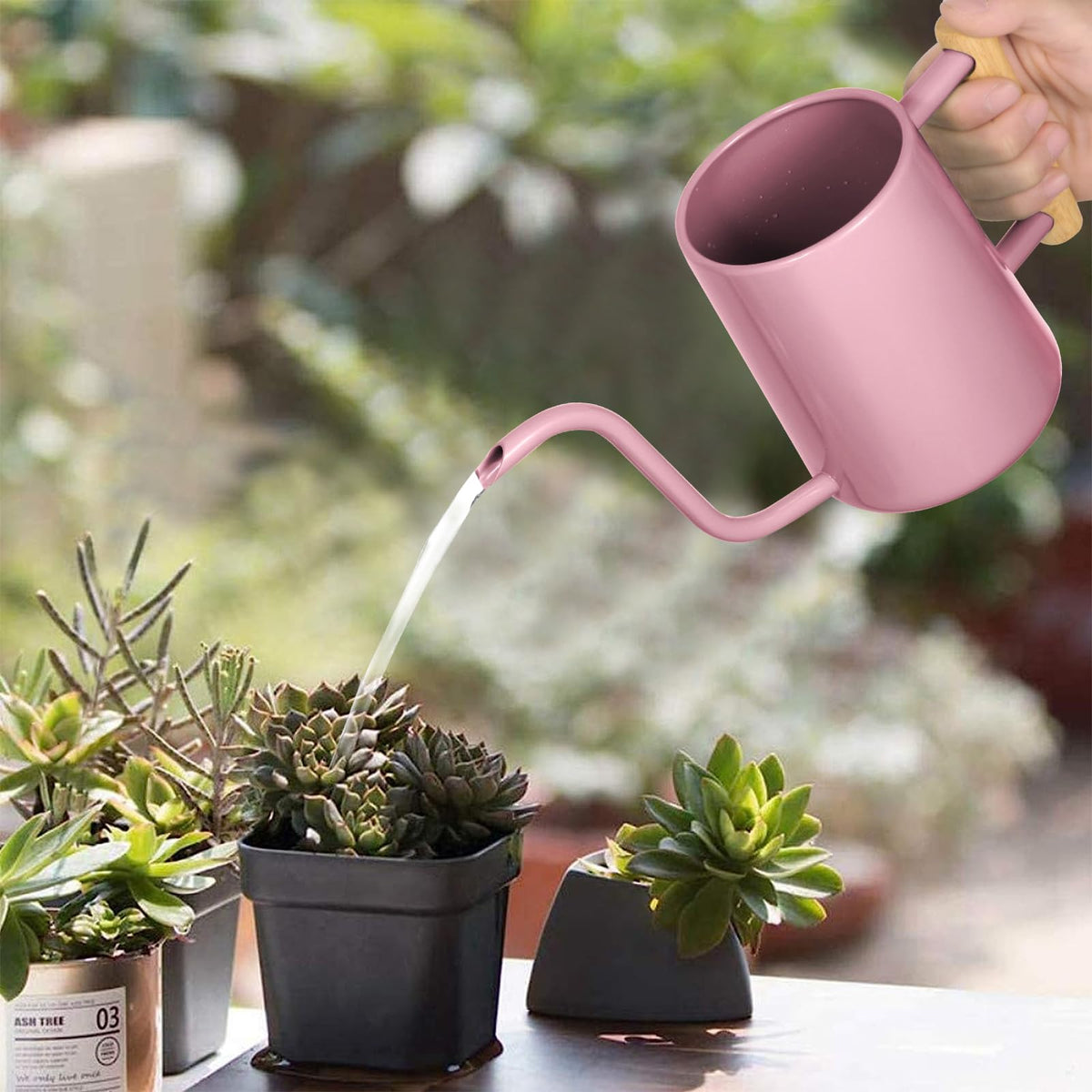 LTSUMI long spout 35oz watering can reaches tight spaces without spills