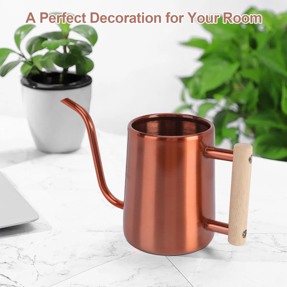 LTSUMI long-spout watering can minimize spills on tables and shelves