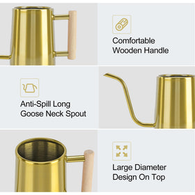 LTSUMI wooden-handle design provides comfortable grip during watering.