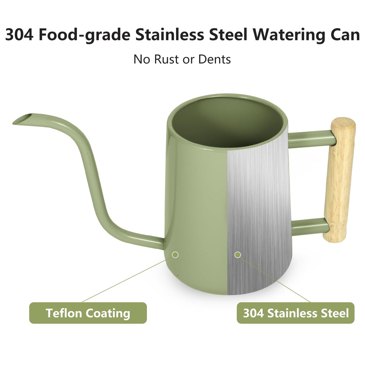 LTSUMI watering can wooden handle highlights comfortable grip during sessions.