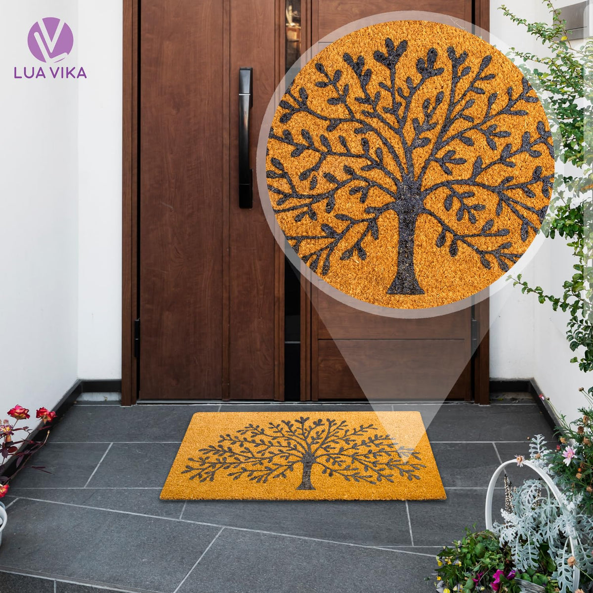 LUA VIKA heavy-duty natural coir doormat stands up to busy entryways.