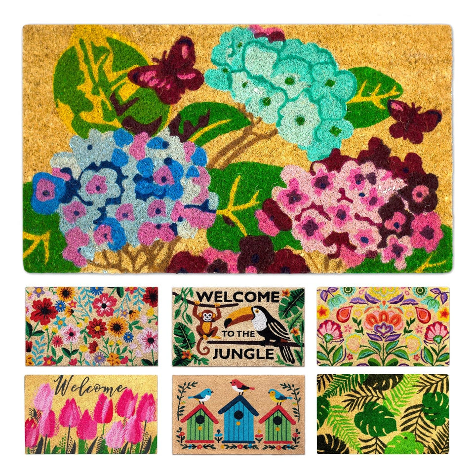 Lua Vika coir doormat outdoor entrance shows dirt-trapping fibers for cleaner shoes
