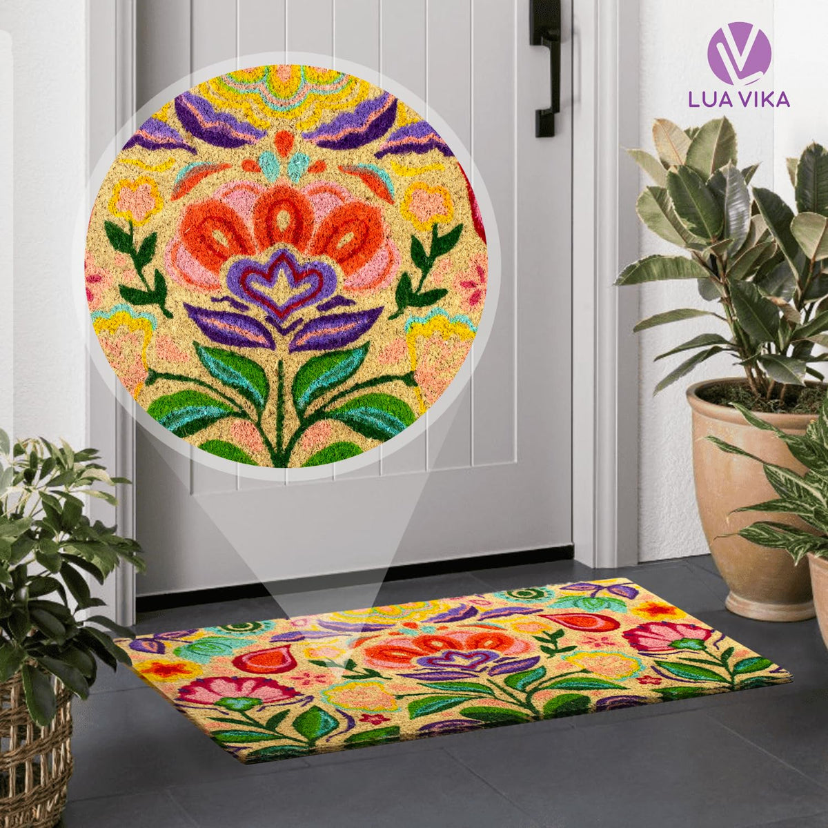 Lua Vika doormat with non-slip backing keeps entry safe.