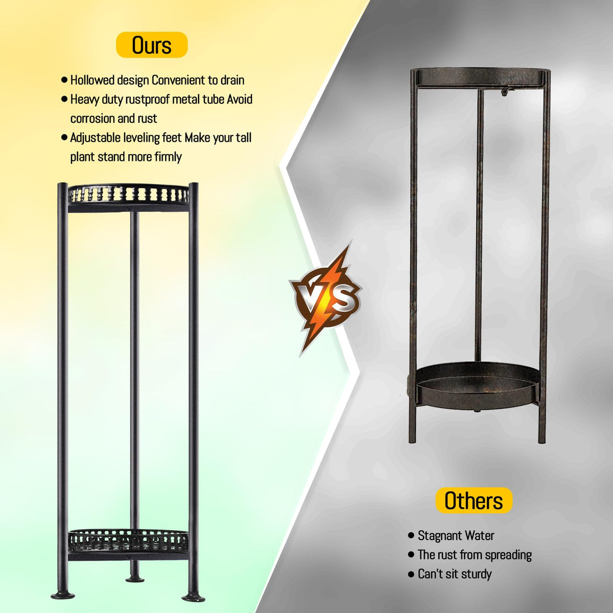 LUBORN thick metal tube construction provides stability on varied surfaces