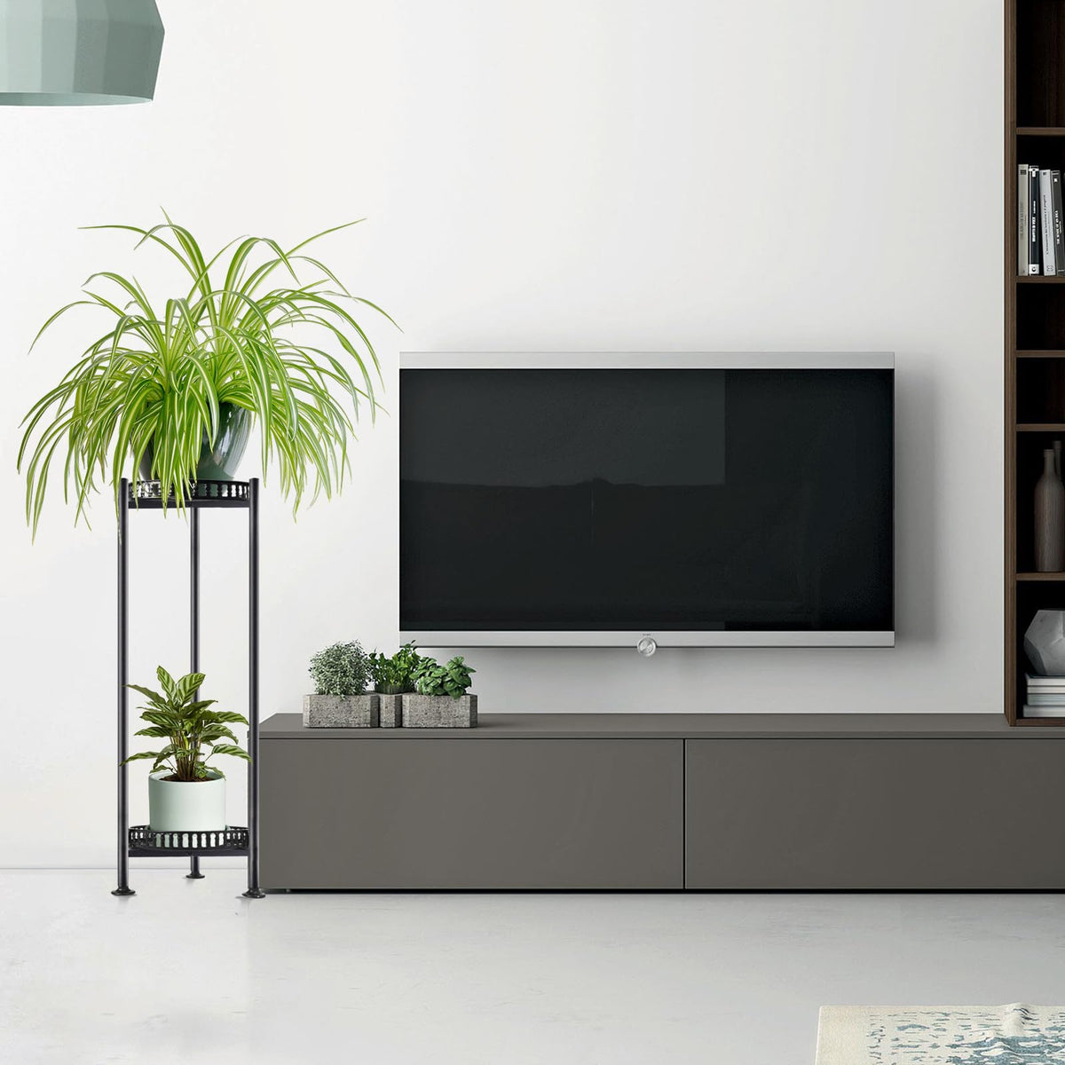 LUBORN two-tier trays maximize plant display while saving floor space