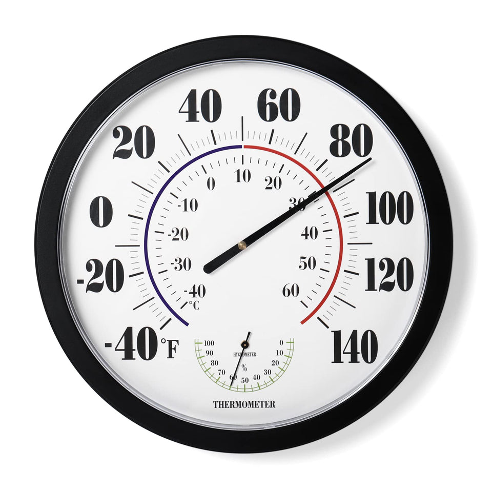 LUBYBG 10-inch thermometer on wall with large numbers for easy reading