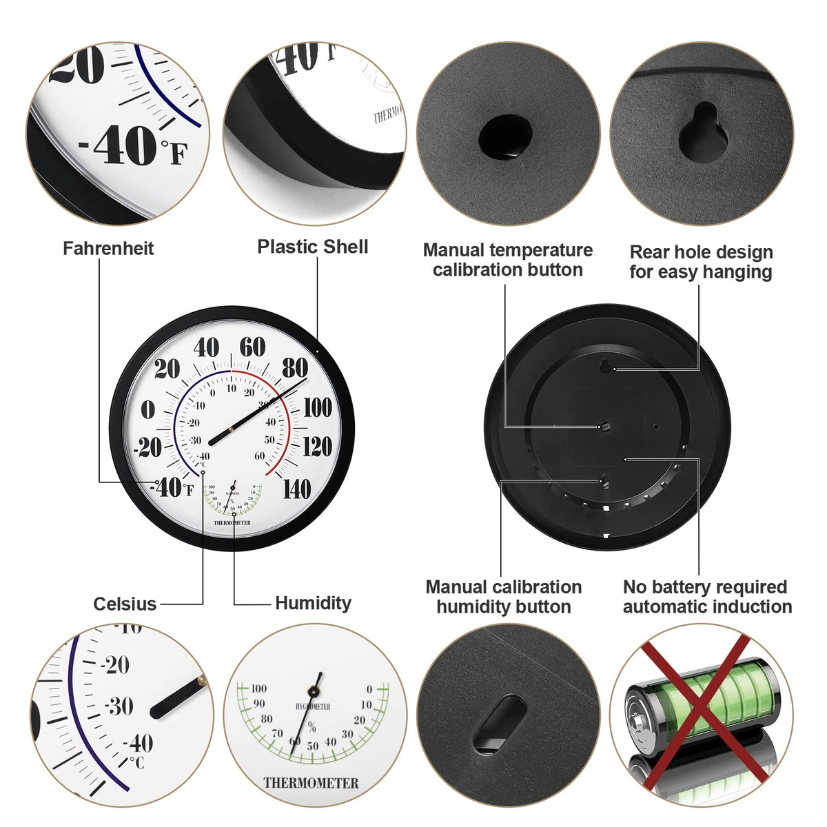 LUBYBG outdoor battery-free thermometer for maintenance-free climate tracking