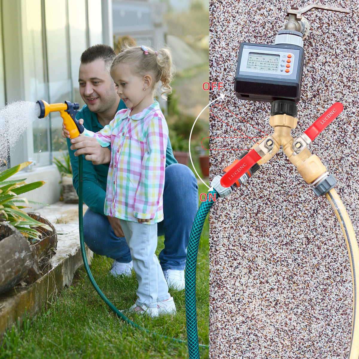 Lucdnc Durable water-flow control for gardens and outdoor tasks.
