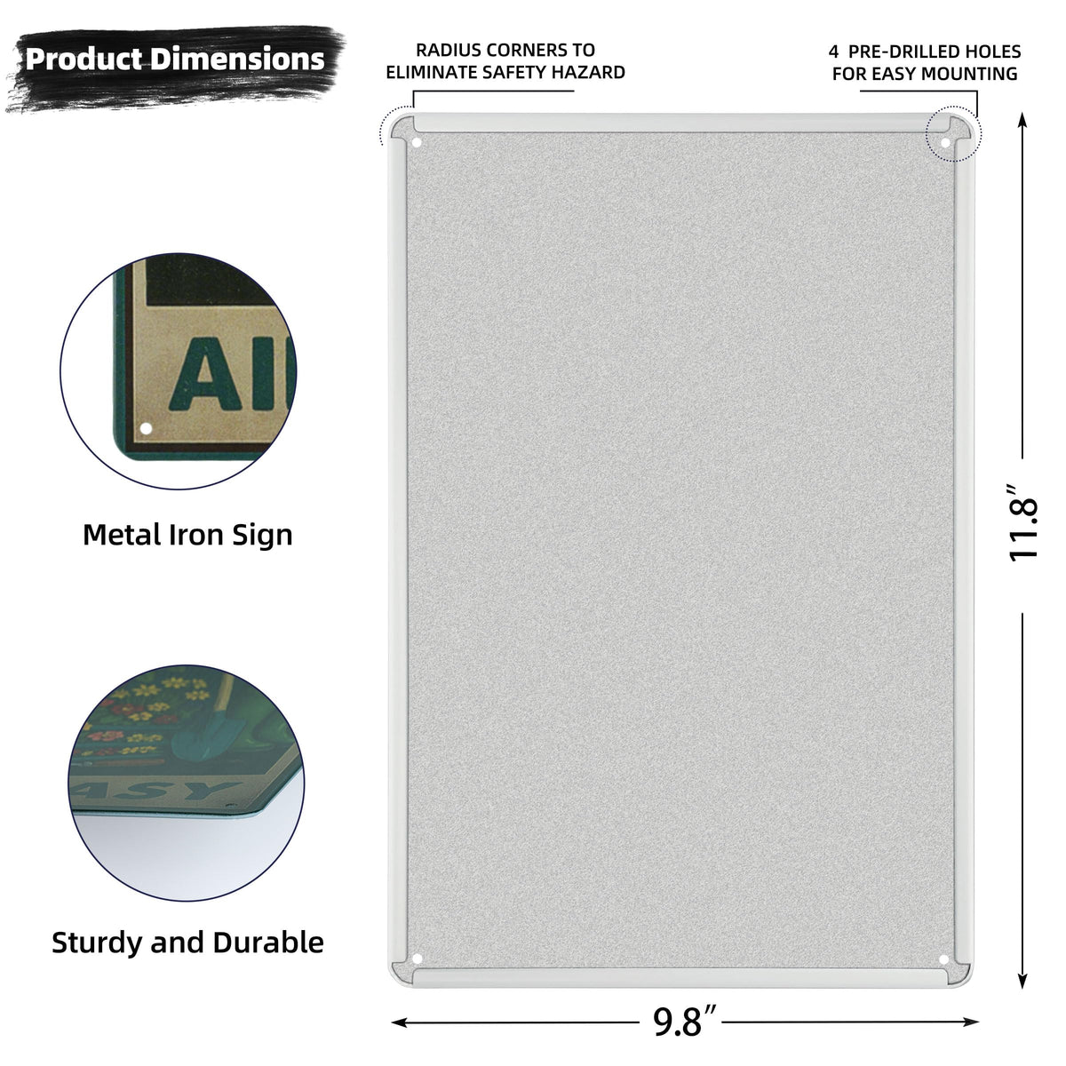 Lucdnc Hoeing Ain't Easy sign close-up highlights rust-resistant metal durability.