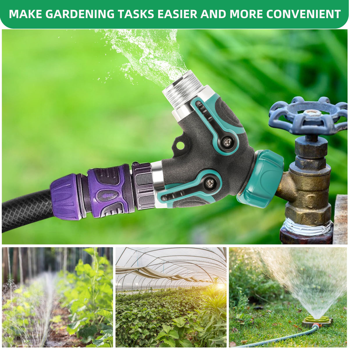 LUCDNC multi-hose irrigation setup watering wide areas efficiently