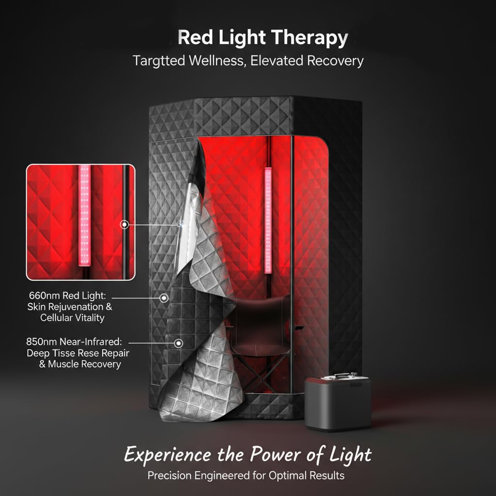 Lucear red light panel on a sauna bench enhancing home wellness
