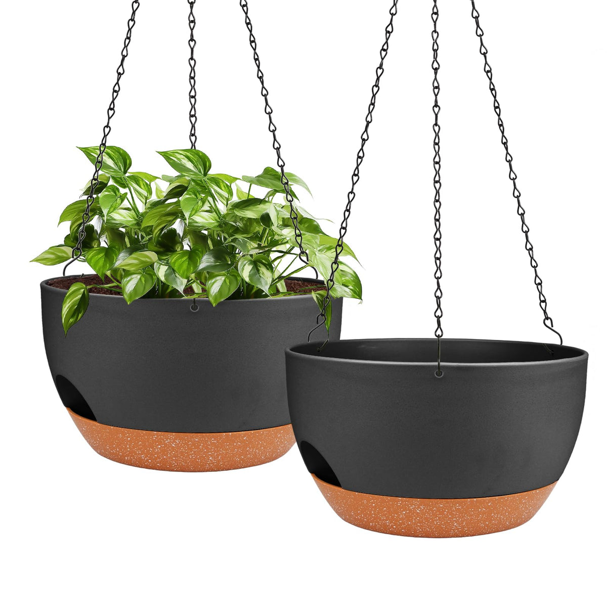 Lucieblessdesign 2-pack 12-inch hanging planter, front view, ideal for indoor or outdoor decor.
