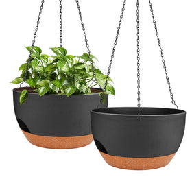 Lucieblessdesign 2-pack 12-inch hanging planter, front view, ideal for indoor or outdoor decor.