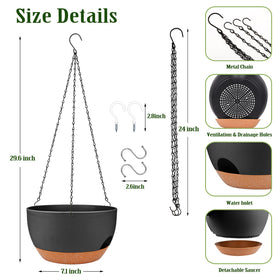 Lucieblessdesign self-watering reservoir hanging planter detail, showing moisture management feature.