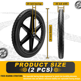 Lucky Seven 20-inch flat-free wheel side view showing easy bolt-on replacement