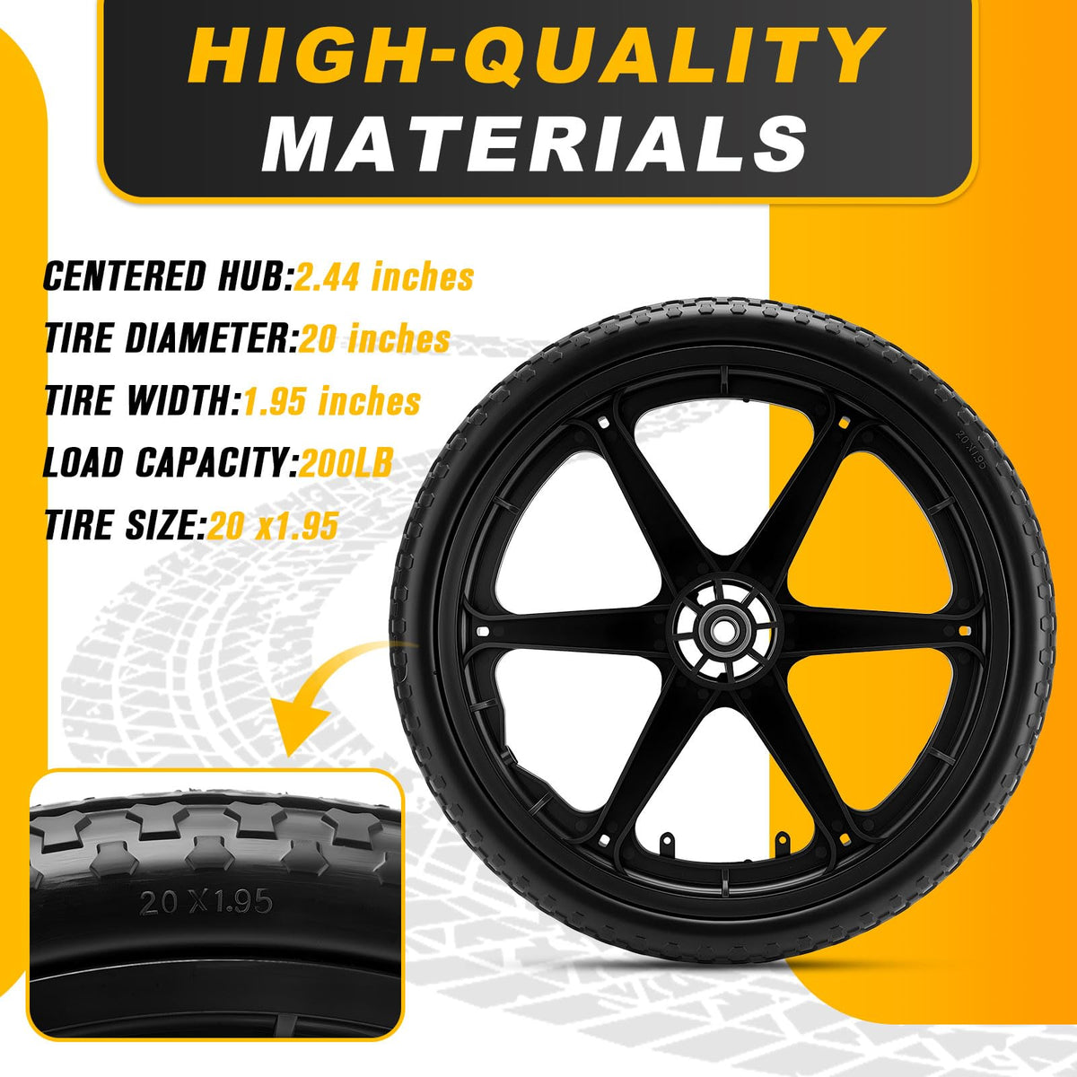 Lucky Seven heavy-duty 600lb capacity wheel illustrating strong load support