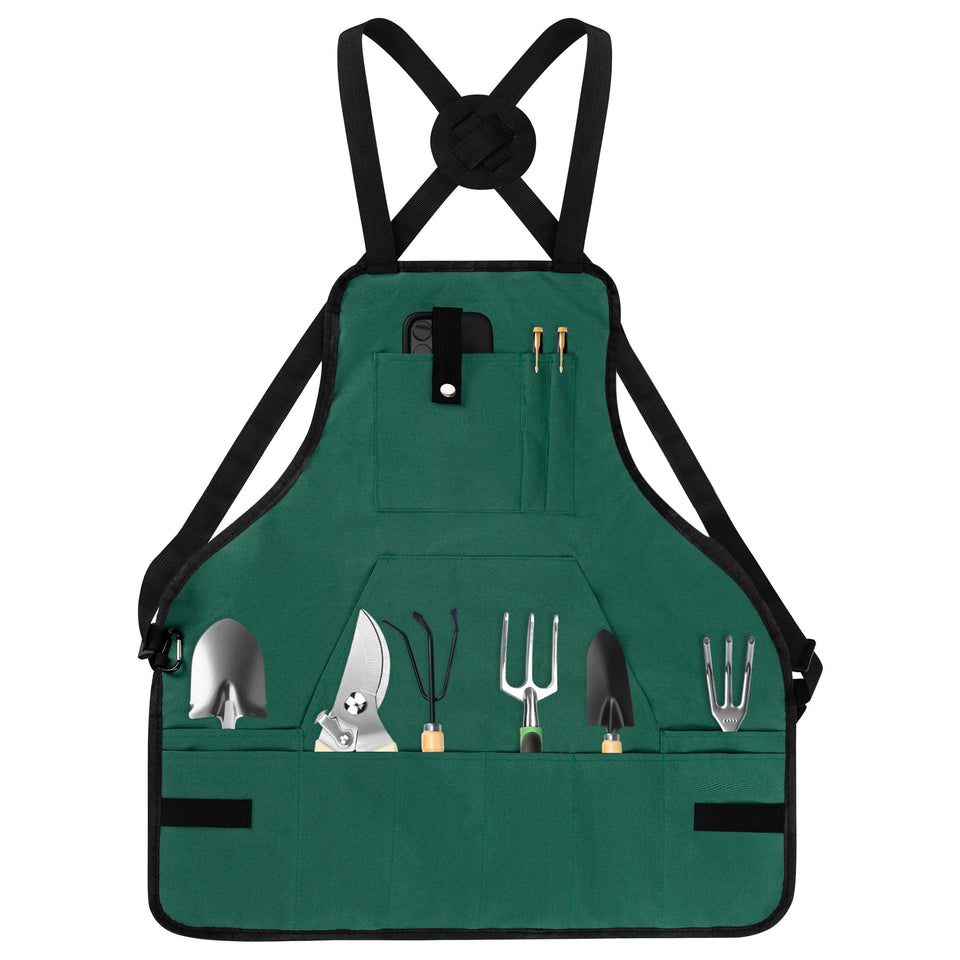LUCKIPLUS gardening apron with pockets keeps tools organized while you work