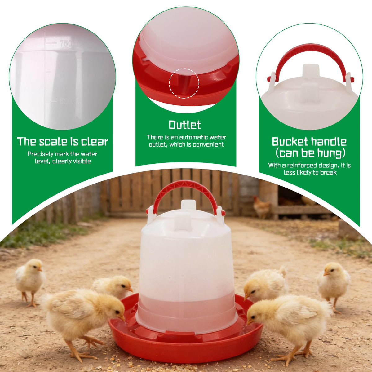 Lucky Farm chick feeder wide opening facilitates easy cleaning.