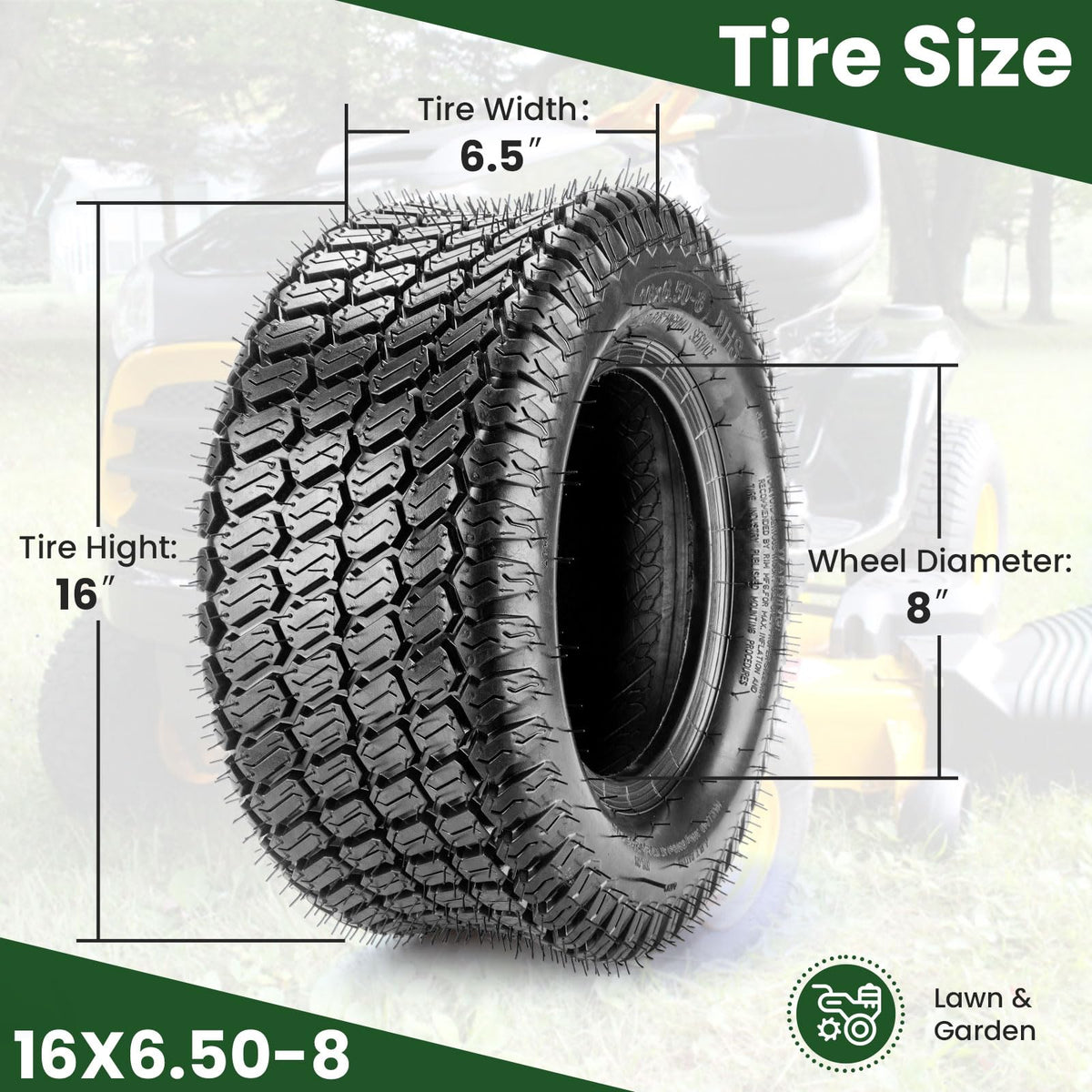Lucky Seven 16x6.5-8 tire profile with 620lb load at 28 psi