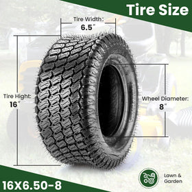 Lucky Seven 16x6.5-8 tire profile with 620lb load at 28 psi