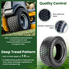 Lucky Seven 16x6.5-8 mounted tire on mower wheel for tubeless setup