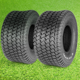 Lucky Seven 18x8.50-8 tire side view showing turf-friendly design and sturdy construction.