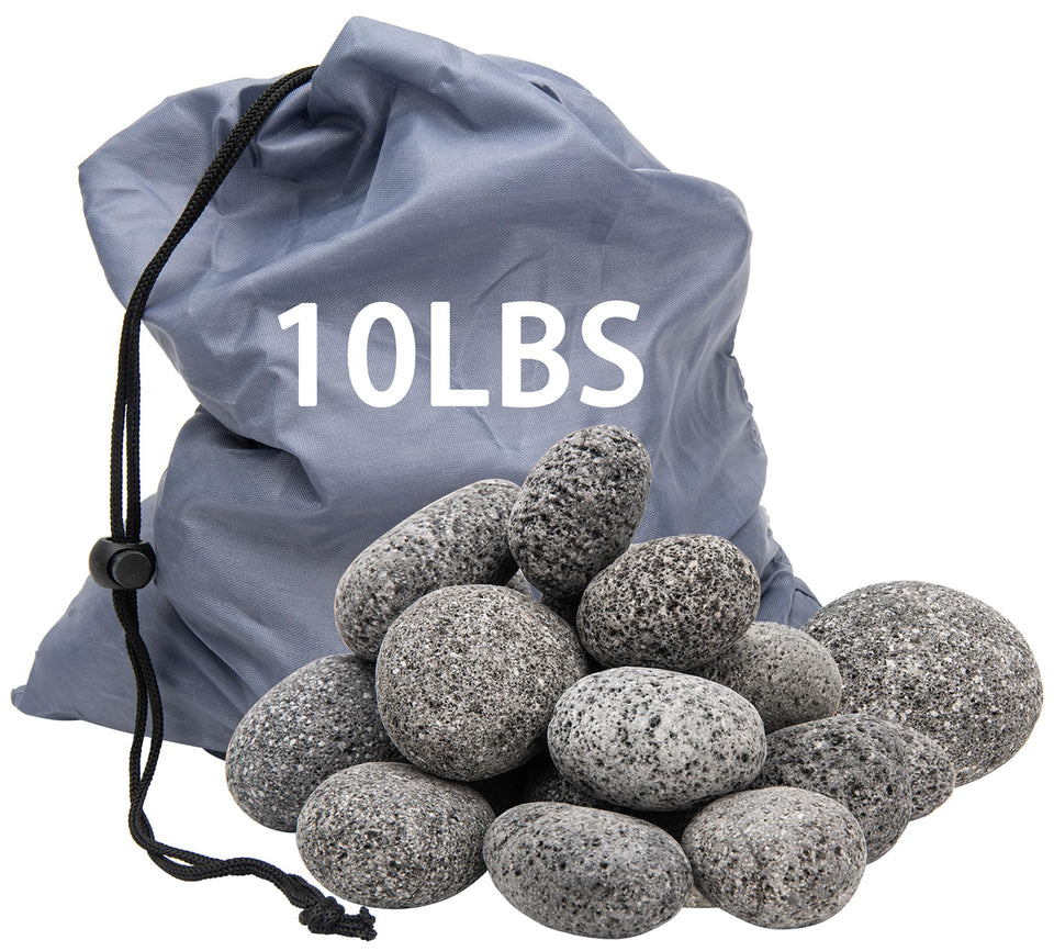 LuckySlycyc black lava rocks for fire pit, 2-3 inch stones, durable heat distribution