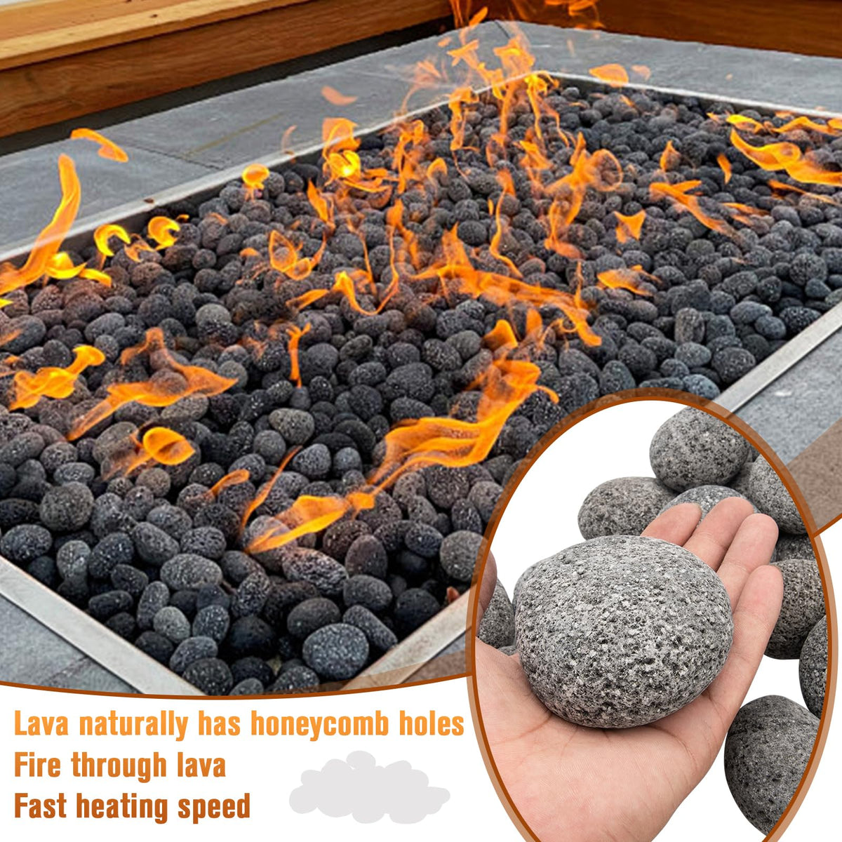 LuckySlycyc 2-3 inch lava stones for tasteful outdoor ambiance